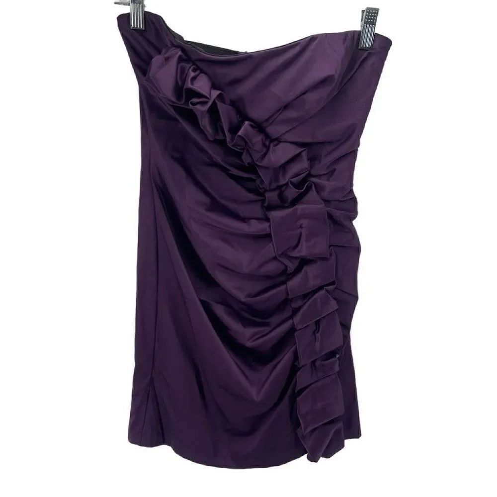 Vintage Gunne Sax Jessica McClintock Womens Mini Dress Bodycon Ruffle Purple 2